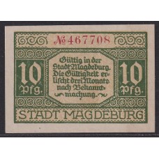 ALEMANIA 1920 BILLETE SIN CIRCULAR DE 10 PFENNIG ESTADO DE MAGDEBURG